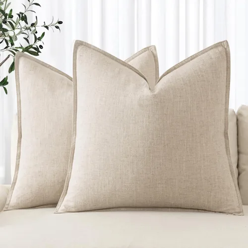 Vista 36 de MIULEE - Juego de 2 fundas de almohada decorativas de lino, estilo bohemio, rústico, neutral, para sofá, cama, 16 x 16 pulgadas, color marrón