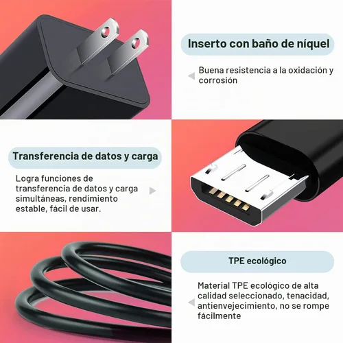 Vista 4 de Cable de carga micro USB para Samsung Galaxy J8 J3 J7 Star/Prime, Galaxy Tab A 10.1/8.0/7.0/9.7, Tab E, Tab S, Tab S2, Tab 3,4, Tab A7 10.4, Tab A