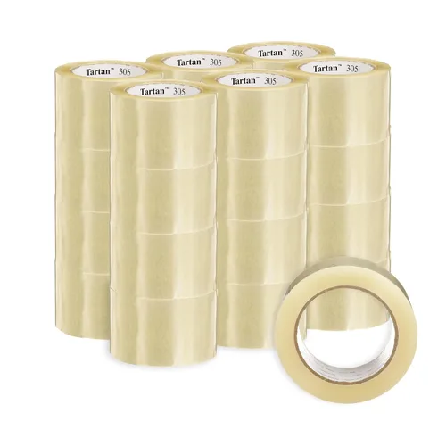 Vista 9 de 3M Cinta de sellado de cajas de tartán 305, transparente, ligera, duradera, 1.88 in x 109.36 yardas (1.890 in x 328.1 ft), 36 rollos por caja