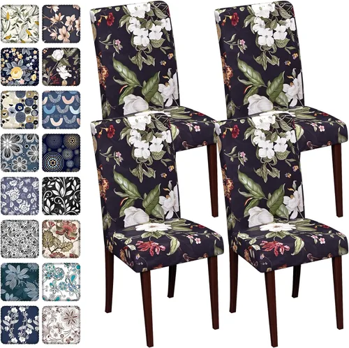 Vista 78 de Fundas para sillas de comedor CoSofSLIP, juego de 2, fundas estampadas elásticas antideslizantes, fundas extraíbles y lavables para sillas