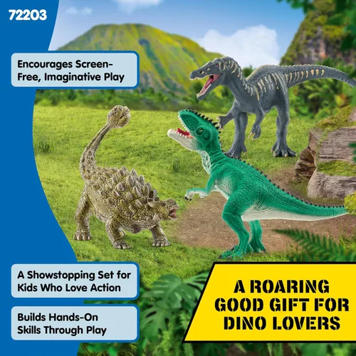 Vista 6 de Schleich Dinosaurs - Ataque del Trío de Dinosaurios - Juguetes de dinosaurios para niños y niñas - Figuras de dinosaurios para niños a partir de 5