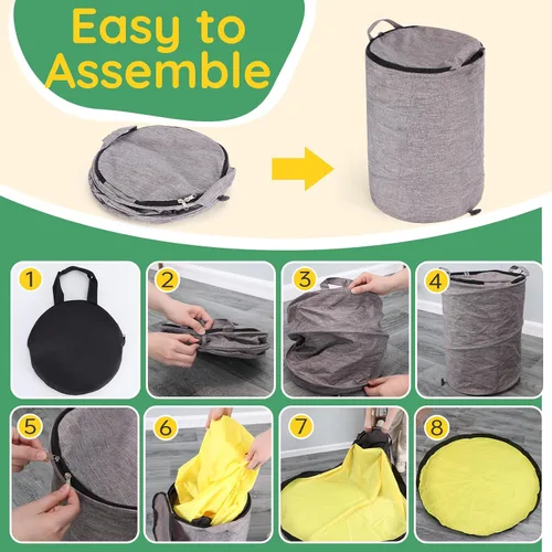 Vista 5 de Organizador de almacenamiento de juguetes para sala de juegos, contenedor plegable de 13 pulgadas de ancho x 16.5 pulgadas de alto con tapete