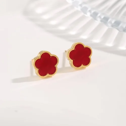 Vista 8 de RAFYZY Lucky Clover - Collar de trébol chapado en oro de 18 quilates y aretes para mujer, diseño de trébol de la suerte, juego de joyería simple