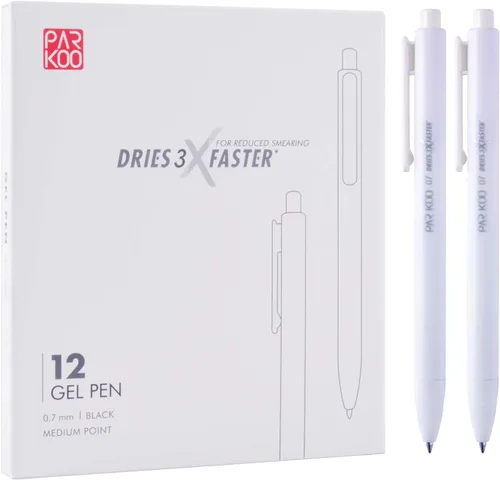 Vista 7 de ParKoo Bolígrafos de gel retráctiles: tinta negra de 12 quilates, punta fina de 0.028 in, bolígrafo blanco, bolígrafos de escritura suave de secado