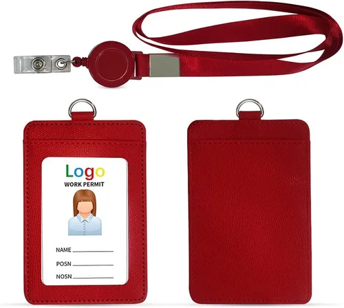 Vista 19 de HYCOPROT Soporte para tarjetas de identificación con cordón, retráctil, de piel sintética, vertical, horizontal, para tarjetas de identificación