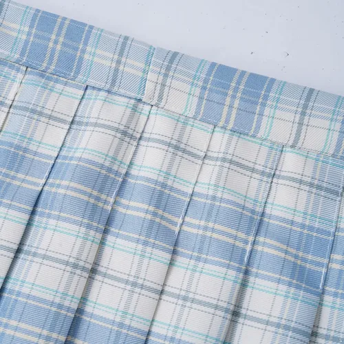 Vista 4 de Jhaoyu Falda plisada para niñas, cintura elástica, falda acampanada con forro corto, uniforme escolar