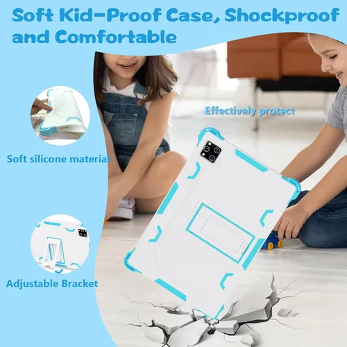 Vista 5 de Tablet para niños de 10 pulgadas Android 14 con funda protectora, Octa-Core, 10GB+64GB/512GB expandible, batería de 6000mAh, WiFi, BT, control