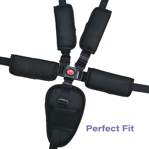 Vista 5 de Correas de asiento universales de 5 puntos, cinturón de arnés ajustable para silla alta, cinturón de arnés con 4 almohadillas para los hombros