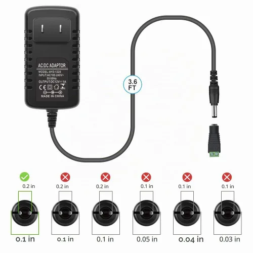 Vista 5 de Fuente de alimentación LED de 12 V 1 A, fuente de alimentación de adaptador de CA de 12 W, transformador de 100-240 V CA a 12 V CC, fuente
