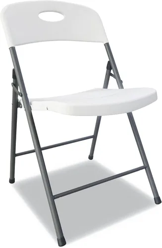Vista 5 de Alera Silla plegable de resina moldeada, soporta hasta 225 lb, 18.19" altura del asiento, asiento blanco, respaldo blanco, base gris oscuro, 4/caja