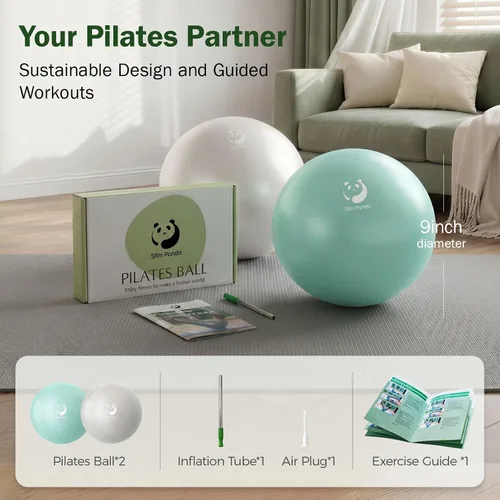 Vista 38 de Slim Panda Pilates Ball, 9 Inch Small Exercise Ball, Anti Burst Mini Yoga Ball for Stability, Workout, Barre, Core Strength, Physical Therapy
