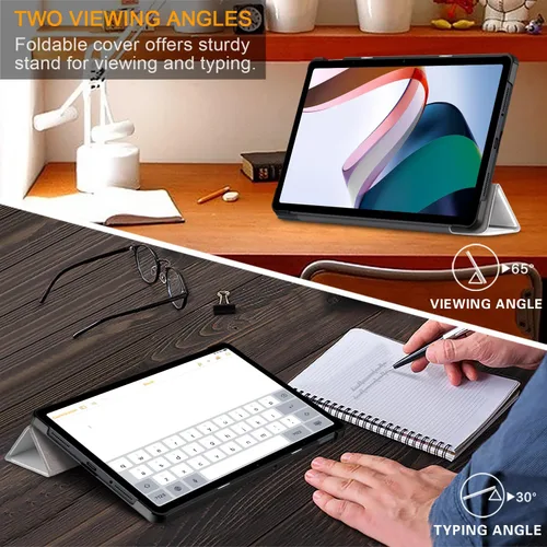 Vista 4 de Lazycat - Funda para Xiaomi Redmi Pad SE de 11 pulgadas, carcasa rígida con soporte delgado para Redmi Pad SE 11 2023 con función de encendido