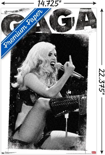 Vista 3 de Trends International Lady Gaga - Póster de pared con dedo, 14.725 x 22.375 pulgadas, versión premium sin marco