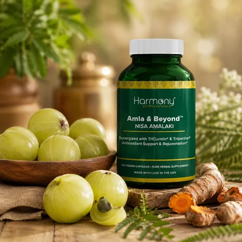 Vista 8 de Harmony Nutraceuticals Amla & Beyond™ (Nisa Amalaki) Fórmula tradicional de hierbas ayurvédicas con amla, cúrcuma y triperina™, vegetariana, 120