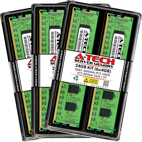 Vista 60 de A-Tech 4GB DDR3 1333MHz PC3-10600R ECC RDIMM 1Rx4 Rango único 1.5V Registrado DIMM 240-Pin Módulo de actualización de memoria RAM de servidor