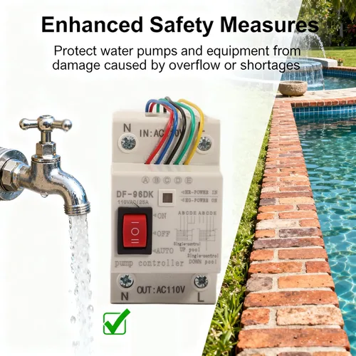 Vista 2 de Válvula de flotador AC110V Interruptor automático de control de nivel de agua Solenoide de latón Bomba de cierre de tanque de piscina Canales
