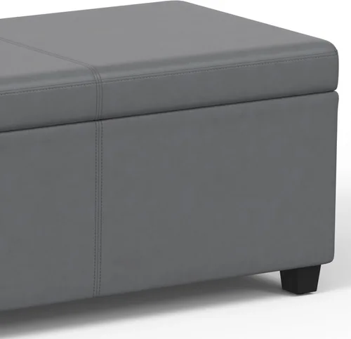Vista 8 de SIMPLIHOME Avalon - Banco contemporáneo tipo otomana rectangular con almacenamiento extragrande de 54 pulgadas de ancho, de pelo sintético de Gris