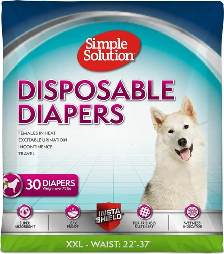 Vista 15 de Simple Solution Pañales desechables para perras, pañal a prueba de fugas para perros, entrenamiento para ir al baño, entrenamiento XS