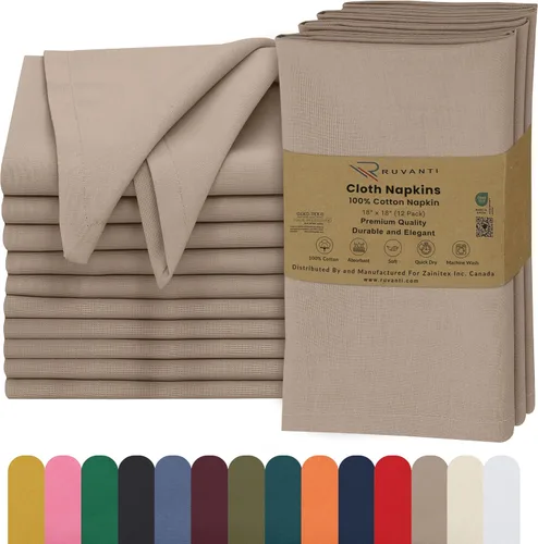 Vista 53 de Ruvanti - Servilletas de tela, paquete de 6, 45x45 centímetros, 100% algodón, lavables, suaves y absorbentes, perfectas para bodas, cenas de Belleza