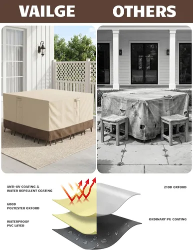 Vista 5 de Fundas para muebles de patio, impermeables, rectangulares, fundas para muebles de exterior, impermeables, resistentes al viento, con asas