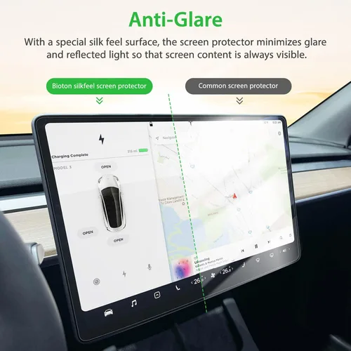 Vista 2 de Bioton Protector de pantalla de vidrio con nanotectura diseñado para Tesla Model 3 (2023-2017) / Tesla Model Y (2024-2020), pantalla táctil
