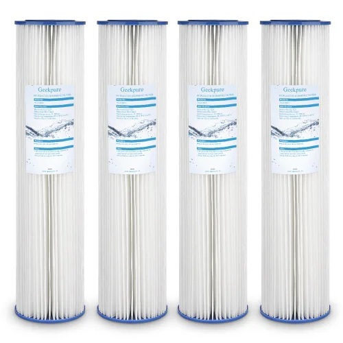 Vista 5 de Geekpure Sistema de filtro de agua de una sola etapa para toda la casa con carcasa transparente de 20 pulgadas-puerto de 3/4 con 4 filtros plisados