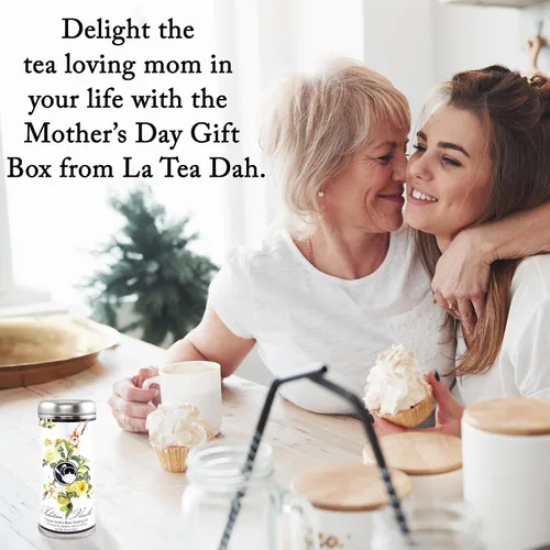 Vista 4 de Caja de regalo para el Día de la Madre de La Tea Dah, muestra de té gourmet con 32 bolsas de té de primera calidad y vela de soja perfumada, regalos