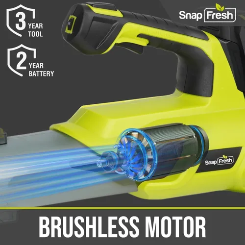 Vista 2 de SnapFresh Soplador de hojas sin escobillas de 20V inalámbrico - 550 CFM/193 KM/H Sopladores de hojas alimentados por batería de 4.0Ah con cargador