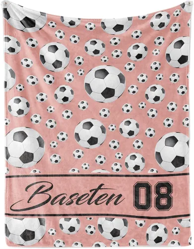 Vista 14 de Manta de fútbol personalizada con nombre, mantas personalizadas suaves para deportes de fútbol, mantas de cama verde, regalo personalizado