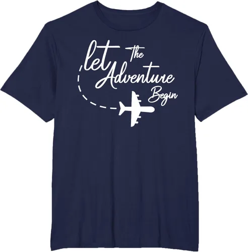 Vista 44 de Let The Adventure Begin - Camiseta inspiradora en modo de viaje en avión, Negro, S