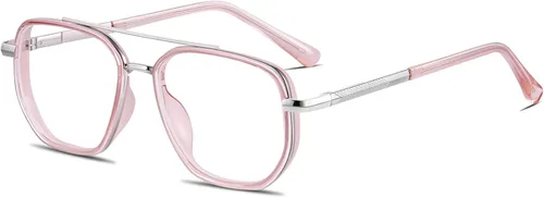 Vista 9 de Aviator Blue Light Blocking Glasses for Women Men Trendy Metal Frame Computer TV Eyeglasses Anti Eyestrain Rojo vino
