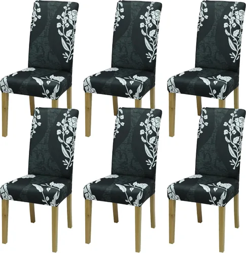 Vista 19 de Fundas para Sillas de Comedor, Juego de Fundas para Sillas de Comedor de 4 Piezas, Fundas Elásticas para Sillas de Cocina, Fundas para Sillas