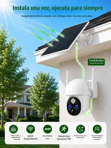 Vista 6 de Cámara de seguridad solar de doble lente inalámbrica