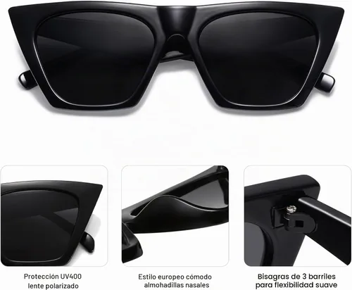 Vista 4 de SOJOS Trendy Square Cateye Polarized Sunglasses Womens Big Frame Shades SJ2115 Todo negro