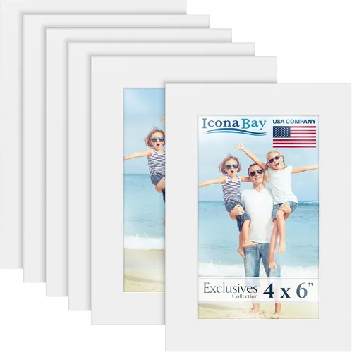 Vista 9 de Icona Bay Marcos de fotos 4" x 6" (negro, 6 unidades), marcos de fotos de madera compuesta resistente 4 x 6, diseño elegante, para mesa o montaje