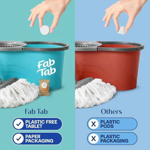 Vista 6 de Fab Tab Tabletas limpiadoras de suelos duros, tabletas solubles premedidas para suelos de madera, azulejos y vinilo. Fórmula a base de enzimas