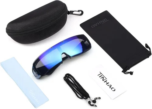 Vista 6 de TINHAO Gafas de sol polarizadas para hombre con lentes espejadas, talla única