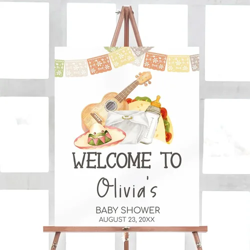 Vista 28 de Letrero de bienvenida para baby shower, personalizable, tema Berry Sweet, varios tamaños
