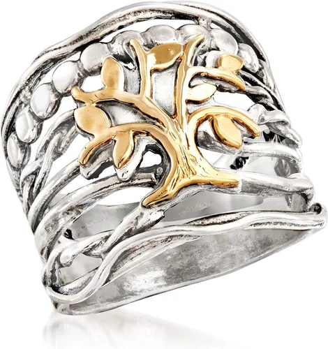 Vista 4 de Ross-Simons Sterling Silver and 14kt Yellow Gold Multi-Row Ring
