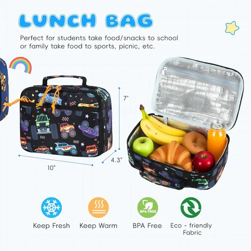 Vista 98 de CAMTOP - Conjunto de mochila y lonchera con estampados divertidos para niños de preescolar y primaria), Y0058-2