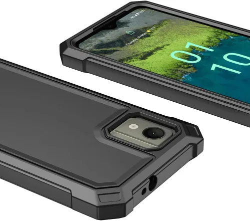 Vista 4 de Nokia C110 - Funda con protector de pantalla, protección de cuerpo completo, resistente a prueba de golpes, para Nokia C110 N156DL, color negro