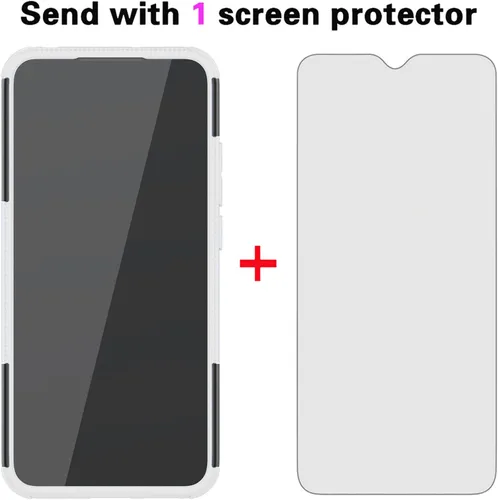 Vista 3 de Asuwish Funda de teléfono para Xiaomi Redmi 9A Redme 9i con protector de pantalla de vidrio templado y soporte delgado híbrido resistente resistente