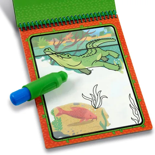 Vista 4 de Melissa & Doug On The Go Water Wow! Almohadilla de actividades para colorear reutilizable que se revela con agua - Selva