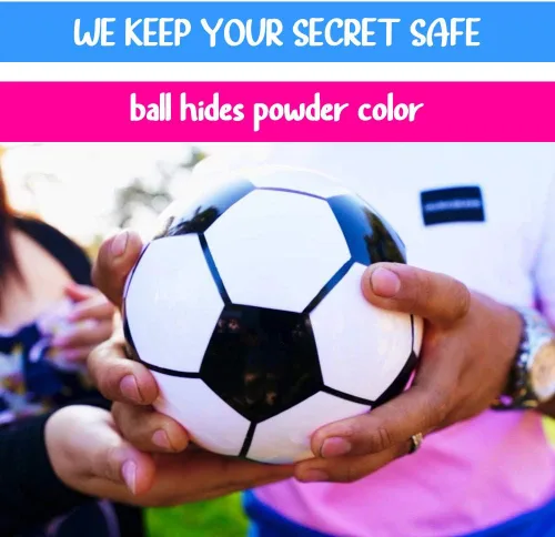 Vista 2 de Balón de fútbol de revelación de género con polvo rosa y azul