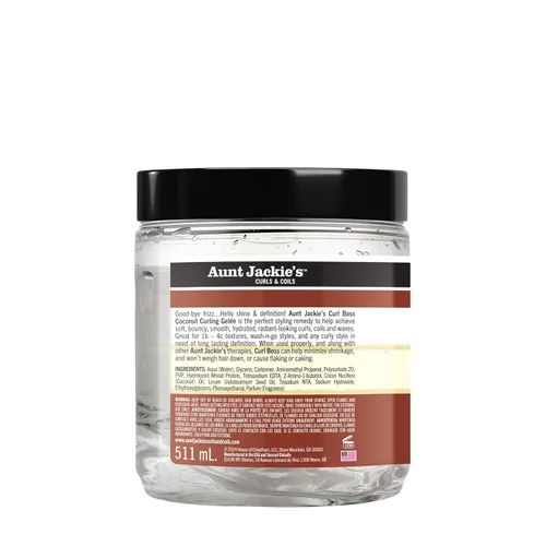 Vista 8 de Aunt Jackie's Coconut Crème Recipes Curl Boss Gel de pelo rizado de coco para rizos naturales, bobinas y ondas, 15 onzas