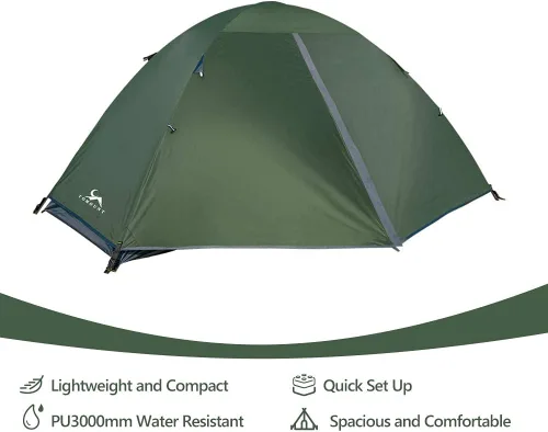 Vista 3 de MC TOMOUNT - Tienda de campaña para mochileros para 1-2 personas, impermeable, ligera, de doble capa, poste de aluminio independiente para acampar