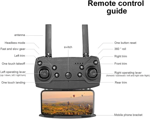 Vista 8 de Sonilco Mini dron E99 con doble cámara, retención de altitud, despegue/aterrizaje con una tecla, diseño plegable, giroscopio, modo sin cabeza, 2