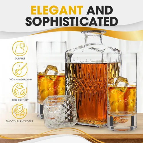 Vista 2 de Vasos altos de lujo – Elegantes vasos de cóctel y vasos Tom Collins con diseño de escamas doradas, 8.5 onzas (juego de 2)
