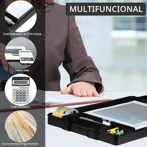 Vista 6 de Fainne Portapapeles resistente con compartimentos de plástico de almacenamiento y asa, portapapeles plegable de gran capacidad con almacenamiento