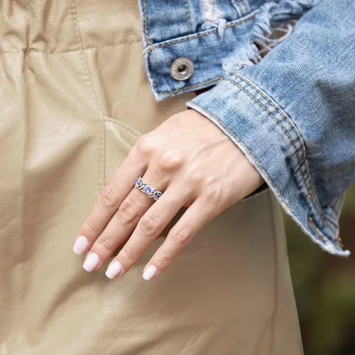 Vista 2 de Paz Creations Ring For Women - 925 Sterling Silver Vintage Rings For Woman - Handcrafted Rose Flower Design With Gemstones - Jewelry with One Year